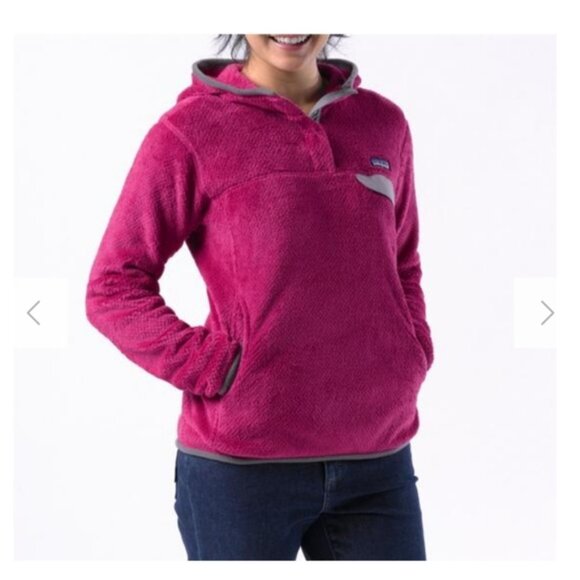 PATAGONIA Re-Tool Hoody Hoodie Synchilla Fleece Pink Gray Sz L - Picture 1 of 5